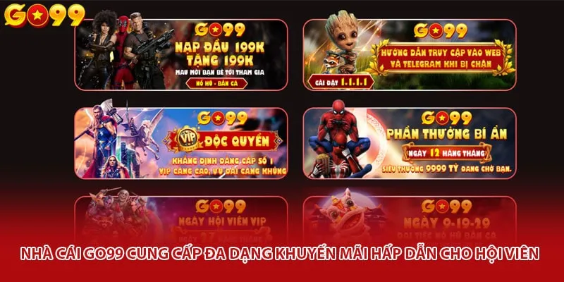 Nhà cái Go99 cung cấp đa dạng khuyến mãi hấp dẫn cho hội viên